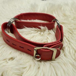 Bondage leather submissive choke collar, red, small - BDSM Gear